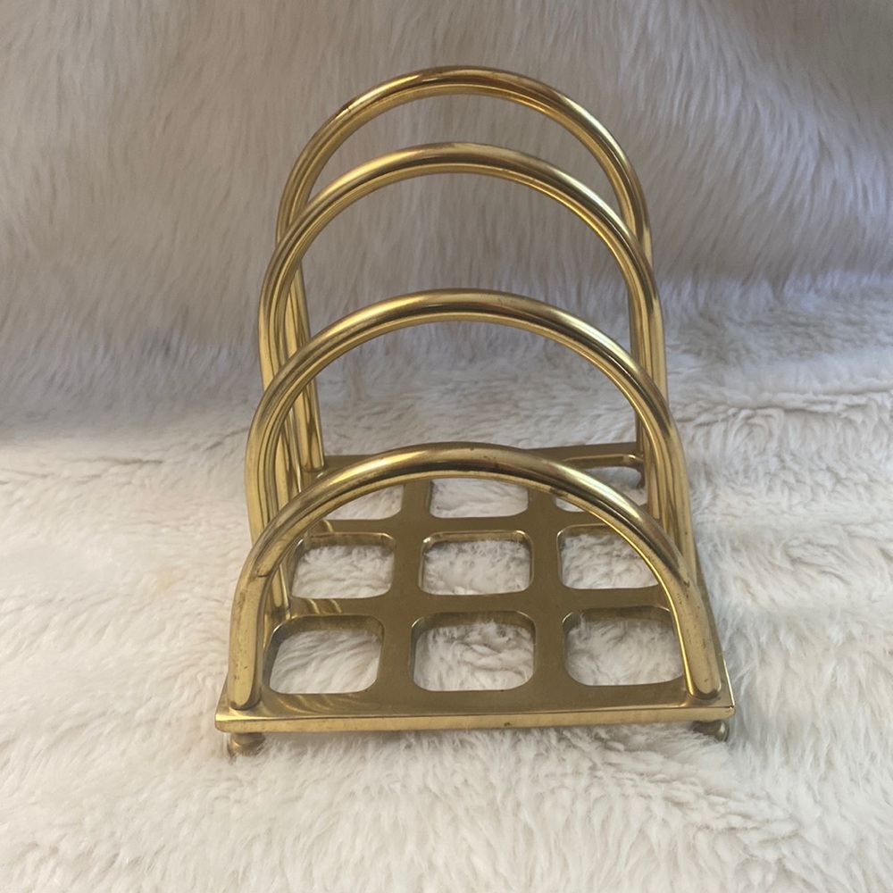 Vintage Solid Brass Letter Holder Organizer